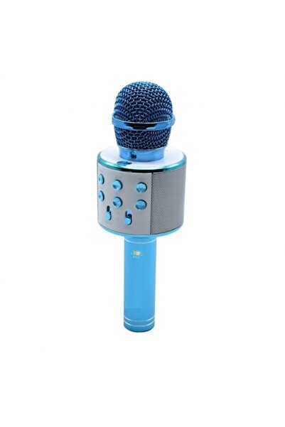 HYT Karaoke Microphone with Wireless Speaker, Noise Reduction, Bluetooth, SD/USB/Aux, Blue
