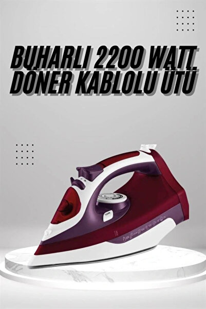 shopwave Red 2200 Watt Shock Steam Iron with Ceramic Soleplate