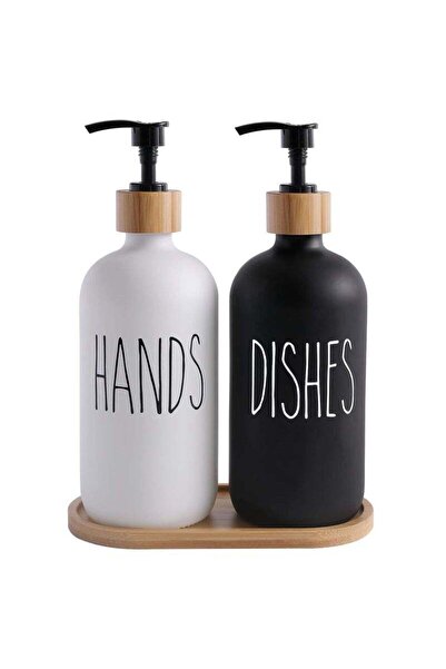 fulina Glass Soap Dispenser Set, Non-slip Bottom Design, Suitable for Rustic Kitchen Decor