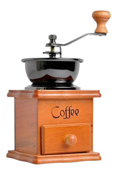 WDA مطحنة حبوب قهوة يدوية، قاعدة خشبية مع درج، مطحنة يدوية