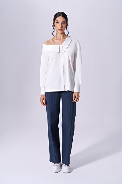 Naar Дамска риза в цвят екрю - дълги ръкави, свободна кройка NAAR91315-ECRU