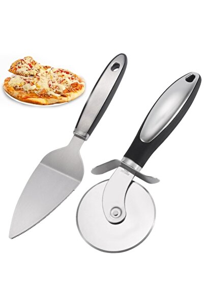 Axroad Mall Set roată și spatulă pentru tăiat pizza (negru/argintiu) -