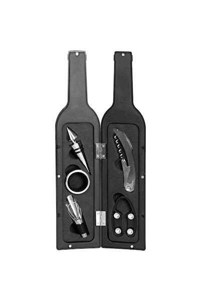 OEM Wine Accessory Set - Wine Bottle Shaped, Stainless Steel, 5 Pieces