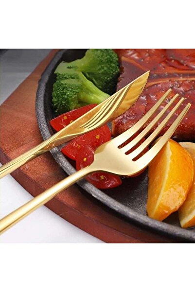 VGR Set de tacâmuri din oțel inoxidabil, stil portughez, format din 24 de piese, cu cutie de depozitare, auriu