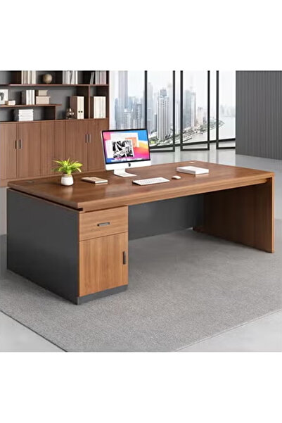 KEKE مكتب حديث من الخشب الصلب مع طاولة كمبيوتر ومحطة عمل تنفيذية وموظفة 160 سم