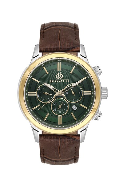 Bigotti Men's Wristwatch Esbg.B.10671-4 Leather Band 44 mm Case Diameter