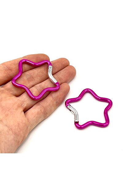 yfhobi 1 Adet - 47 mm Yıldız Model Kilitli Kanca Süs Anahtarlık, Fuşya Renk