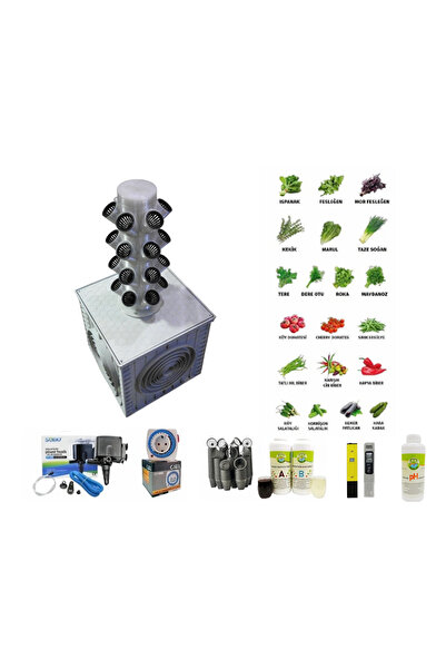 ShiedaFarm Hidroponik Dikey Bitki Tarımı 58 Bitkilik- Topraksız Tarım Kule Si...