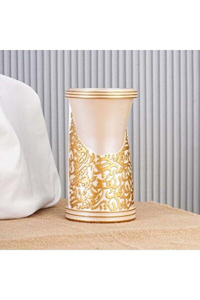 Radin Luxury Arabic Design Bakhoor Burner Beige & Gold Resin Incense Burner with Magnetic Cover