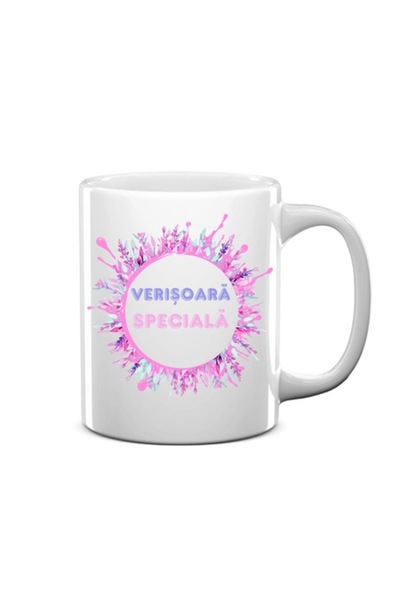 OEM Personalized white mug, height 9.9 cm, "special cousin"