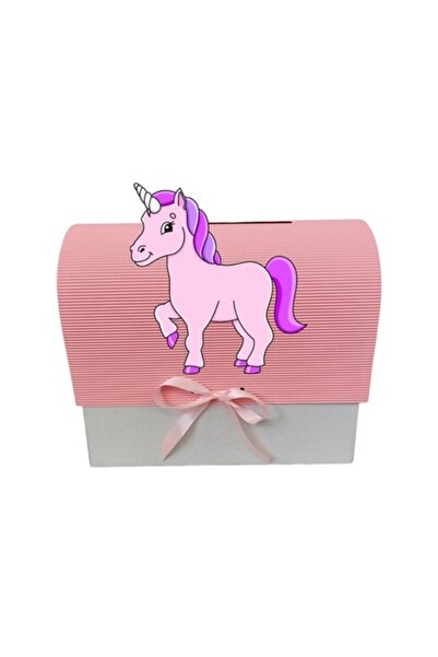 OEM Baptism gift box, 34x30x17 cm, pink, purple unicorn