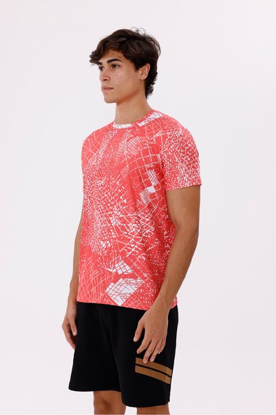 Rowinger Modern Print Detailed Lightweight Jersey Fabric Comfortable Fit Crew Neck T-Shirt