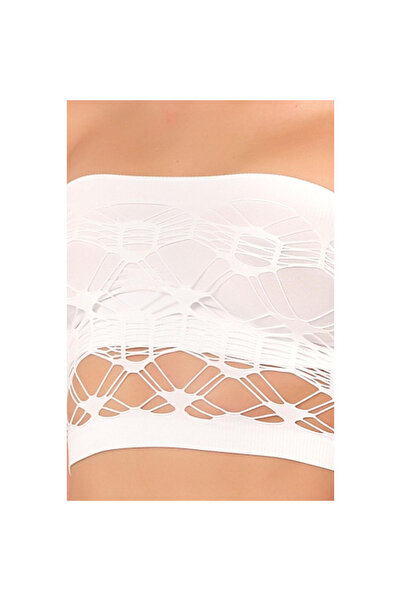 Sepetiva White emay 4050 double knit gathered strapless bustier