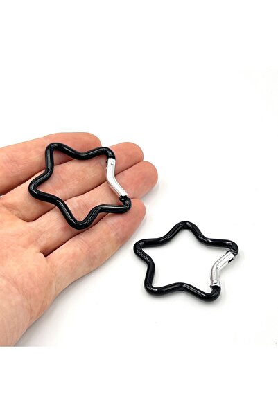 yfhobi 1 Adet - 47 mm Yıldız Model Kilitli Kanca Süs Anahtarlık, Siyah Renk