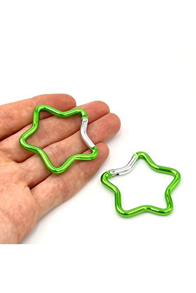 yfhobi 1 Adet - 47 mm Yıldız Model Kilitli Kanca Süs Anahtarlık, Yeşil Renk