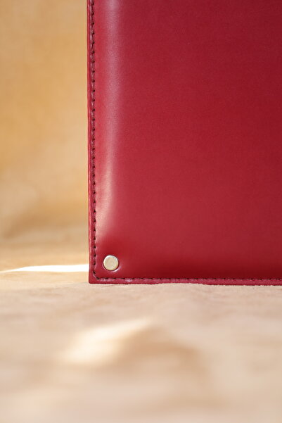 ankara menü Red Leather Signature Folder - Mapa Presentation File - Document Folder (10 Leafs)