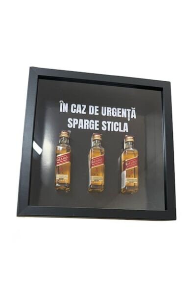 OEM Ramă cadou cu sticle de whisky – „În caz de urgență, spargeți paharul”