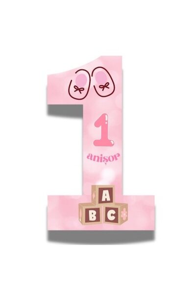 OEM Polystyrene Birthday Number 1, Pink, 50 cm, ABC Blocks