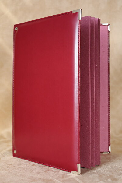 ankara menü Red Leather Signature Folder - Mapa Presentation File - Document Folder (10 Leafs)