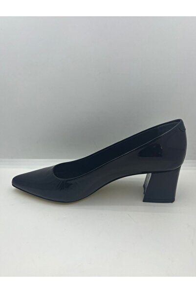 VEYİS USTA Genuine Leather Patent Leather Thick Heel 5 cm Daily Wear