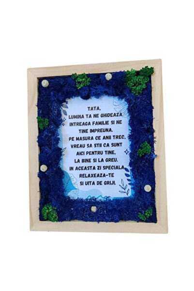 OEM Frame with stabilized lichens, "Dad, your light guides us..." 20x25 cm