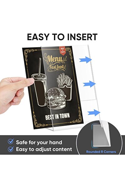 Slasa 12 Pack 8.5x11 Vertical L Shape Acrylic Sign Holder Clear Plastic Display Stand