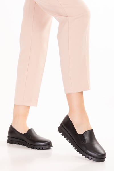 Gondol Piele naturală Talpă anti-alunecare Pantofi casual confortabili mlk.849 Negru