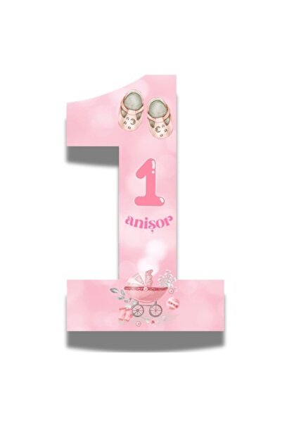 OEM Număr de ziua de naștere 1 din polistiren, roz, 100 cm, cu cărucior