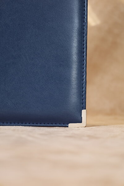 ankara menü Navy Blue Leather Signature Folder - Mapa Presentation File - Document Folder (10 Sheets)