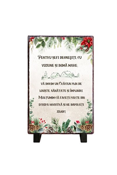 OEM Placă de Crăciun din ardezie cu mesaj de recunoștință, 20x30 cm, suport inclus