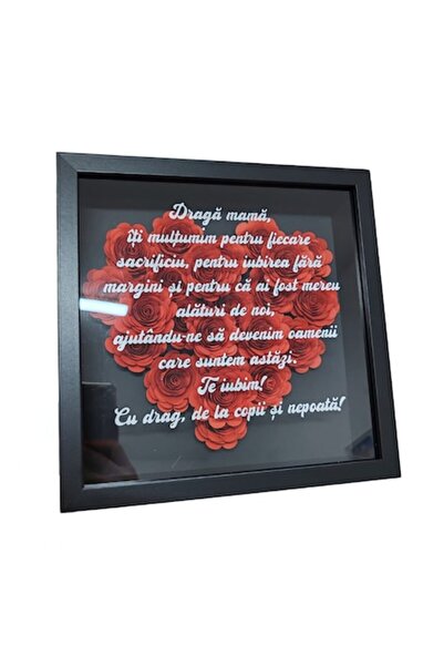 OEM Ramă 3D cu flori de hârtie, mesaj pentru draga mamă: „Mulțumesc pentru fiecare sacrificiu”