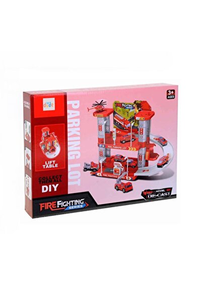 hak-iş oyuncak 2 Katlı Helikopterli İtfaiye Otoparkı Oyun Seti – (2 Araç + 1 ...
