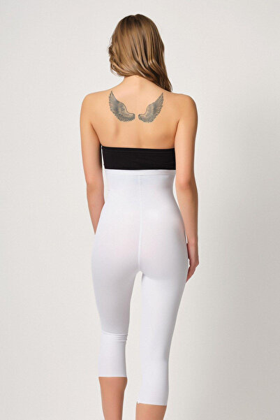 MODASHEMT White emay 2868 zippered capri leggings laser corset