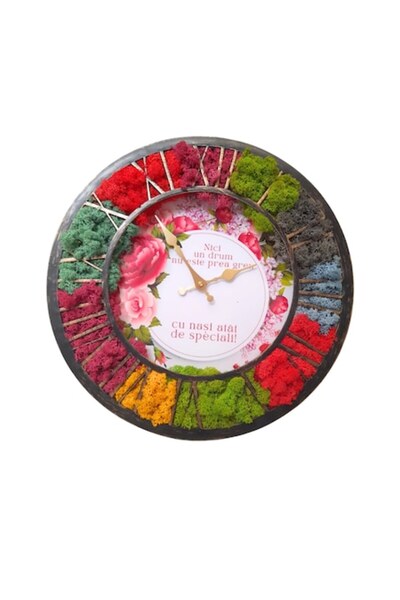 OEM Ceas cu licheni stabilizați – „Niciun drum nu e prea greu cu nași atât de speciali”, 40 cm