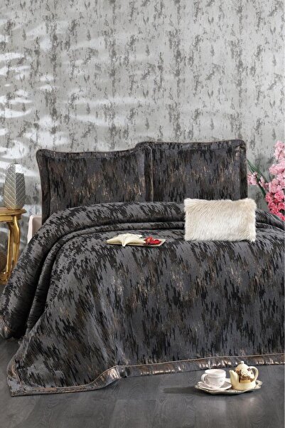 Çeyiz Diyarı Stella Chenille Double Bedspread 260X260 cm Anthracite