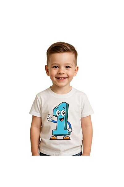 OEM Tricou de ziua de naștere pentru băiețel, numărul 1, alb, 86 cm