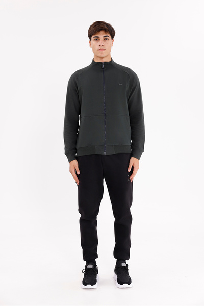 Rowinger Striped Surface Effect Relaxed Fit Half Button Transitional Polo Nec...