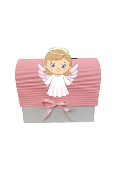 OEM Cutie cadou pentru botez, 34x30x17 cm, roz, îngeraș fetiță