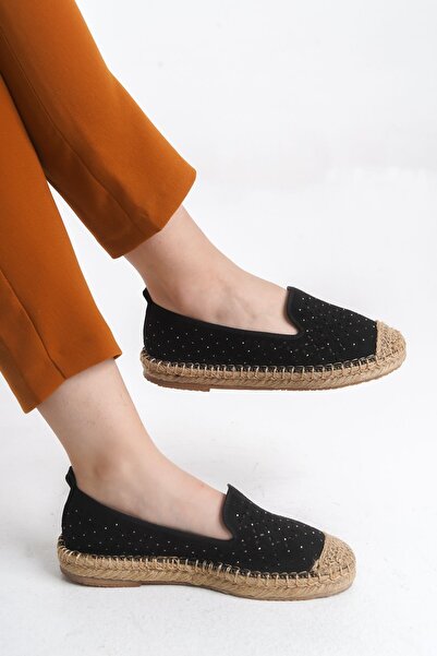 FEMME Women's Espadrille Flat Heel Stone Detailed Casual Shoes Lola
