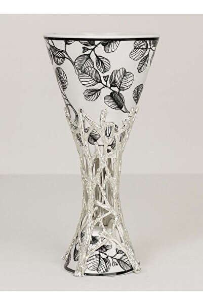 Radin Luxury Bakhoor Burner Silver Stand Black & White Leaf Design