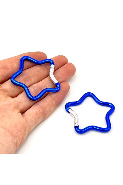 yfhobi 1 Adet - 47 mm Yıldız Model Kilitli Kanca Süs Anahtarlık, Mavi Renk