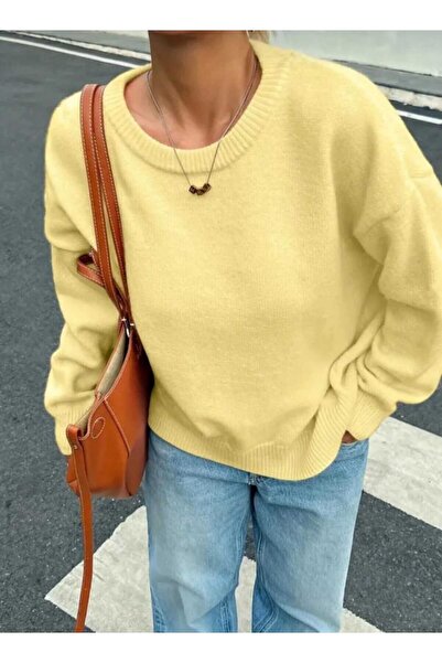 FAVORİST Мек плетен памучен джърси пуловер