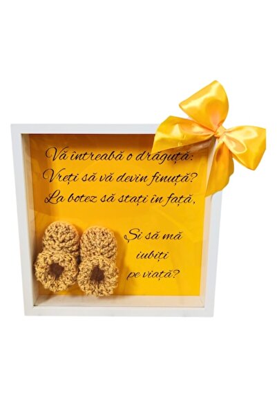 OEM Ramă 3D „cerere în căsătorie pentru nași” cu botoșei croșetați, 25x25 cm,...