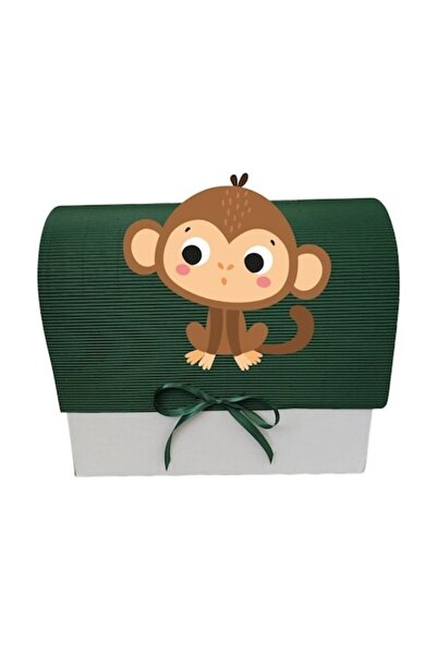 OEM Cutie cadou pentru botez, 34x30x17 cm, verde închis, maimuță