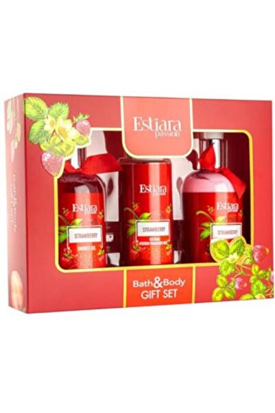 Estiara Passion مجموعة هدايا للجسم برائحة الفراولة | 3 قطع