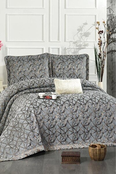 Çeyiz Diyarı Eliz Chenille Double Bedspread 260x260 cm Turquoise