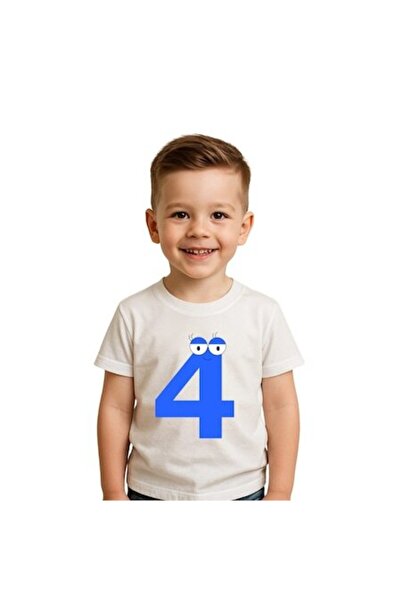 OEM Tricou personalizat de ziua de naștere, numărul 4, albastru, băieți, 104 cm