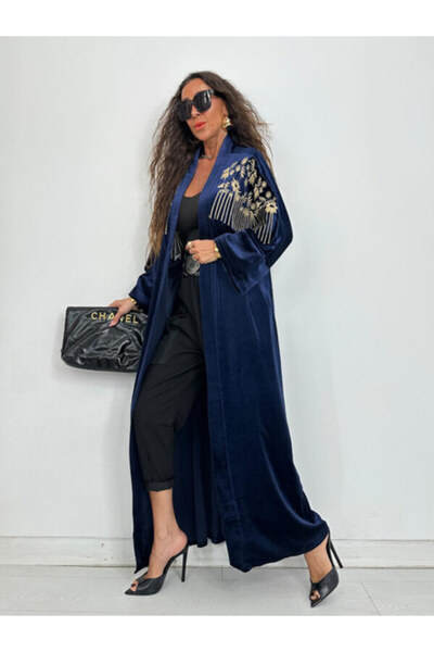 EL jadida Жіночий вишитий оксамитовий кімоно-абая