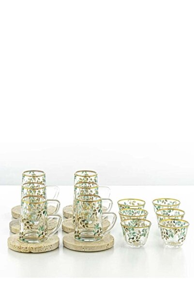 Generic طقم شاي وقهوة من 18 قطعة - فناجين قهوة عربية تقليدية مع صحون