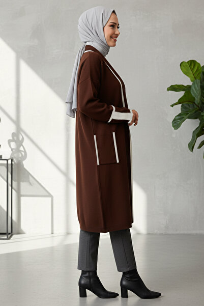benguen Long Knit Cardigan with Pockets R7065 Brown